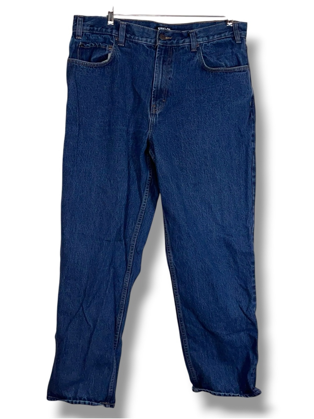 Kirkland Signature 38x30.5 Actual Blue Denim Jeans Straight Leg Cotton Heavy